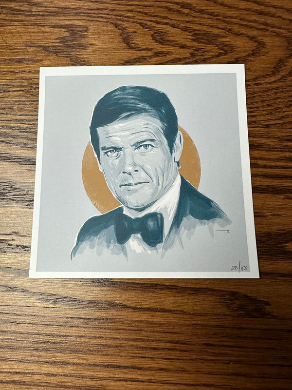 Tom Ralston - James Bond 007 Roger Moore Portrait - 6x6 - Limited Edition Print