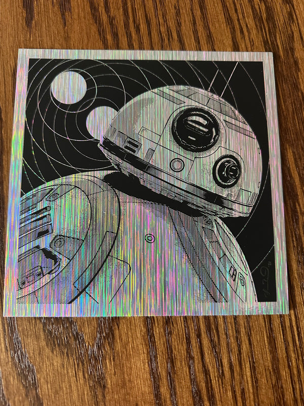 Joshua Budich - Star Wars BB8 Tinsel Foil Variant LE Art Print - 6 x 6