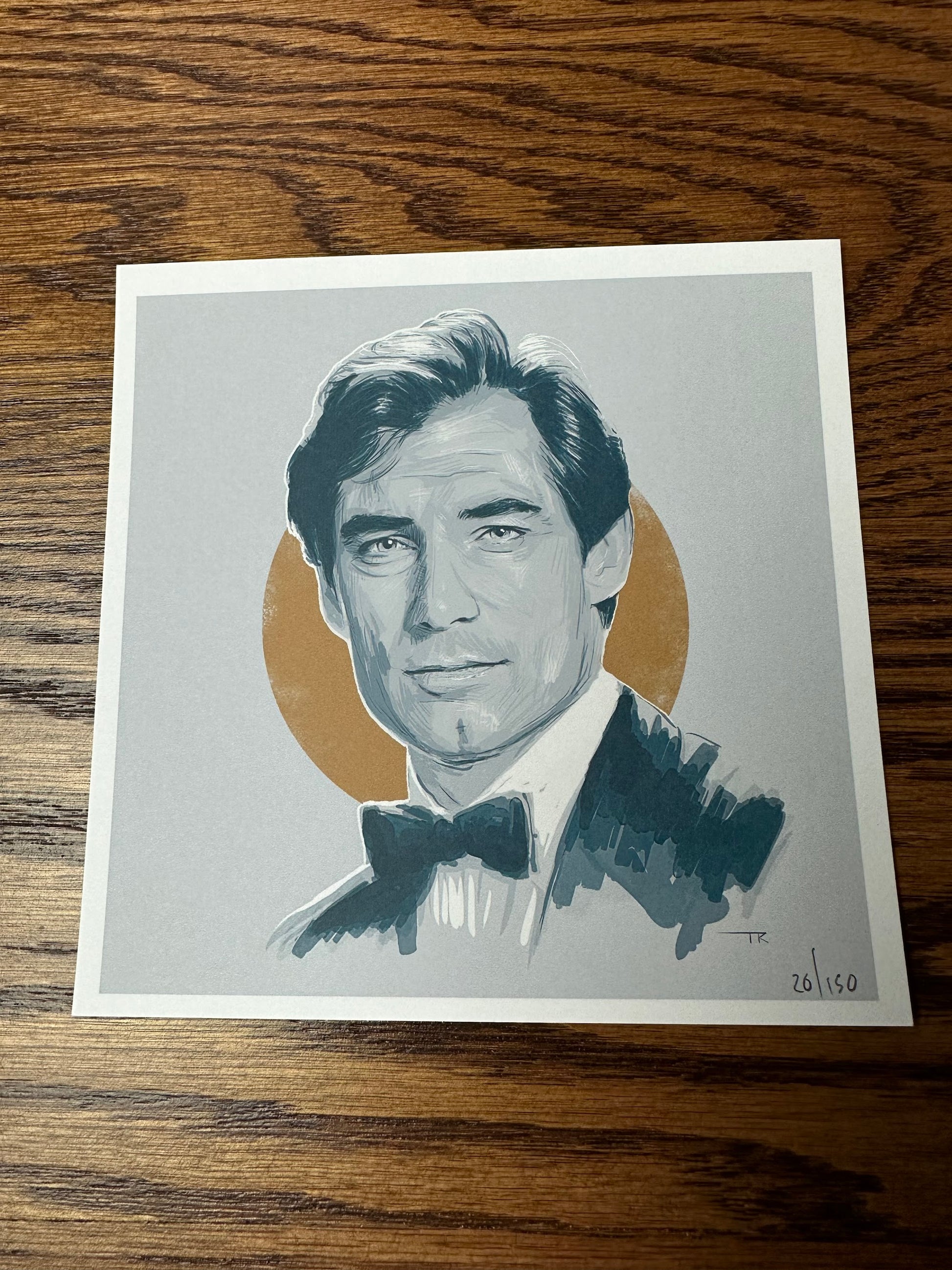 Tom Ralston - James Bond 007 Timothy Dalton Portrait 6x6 art print