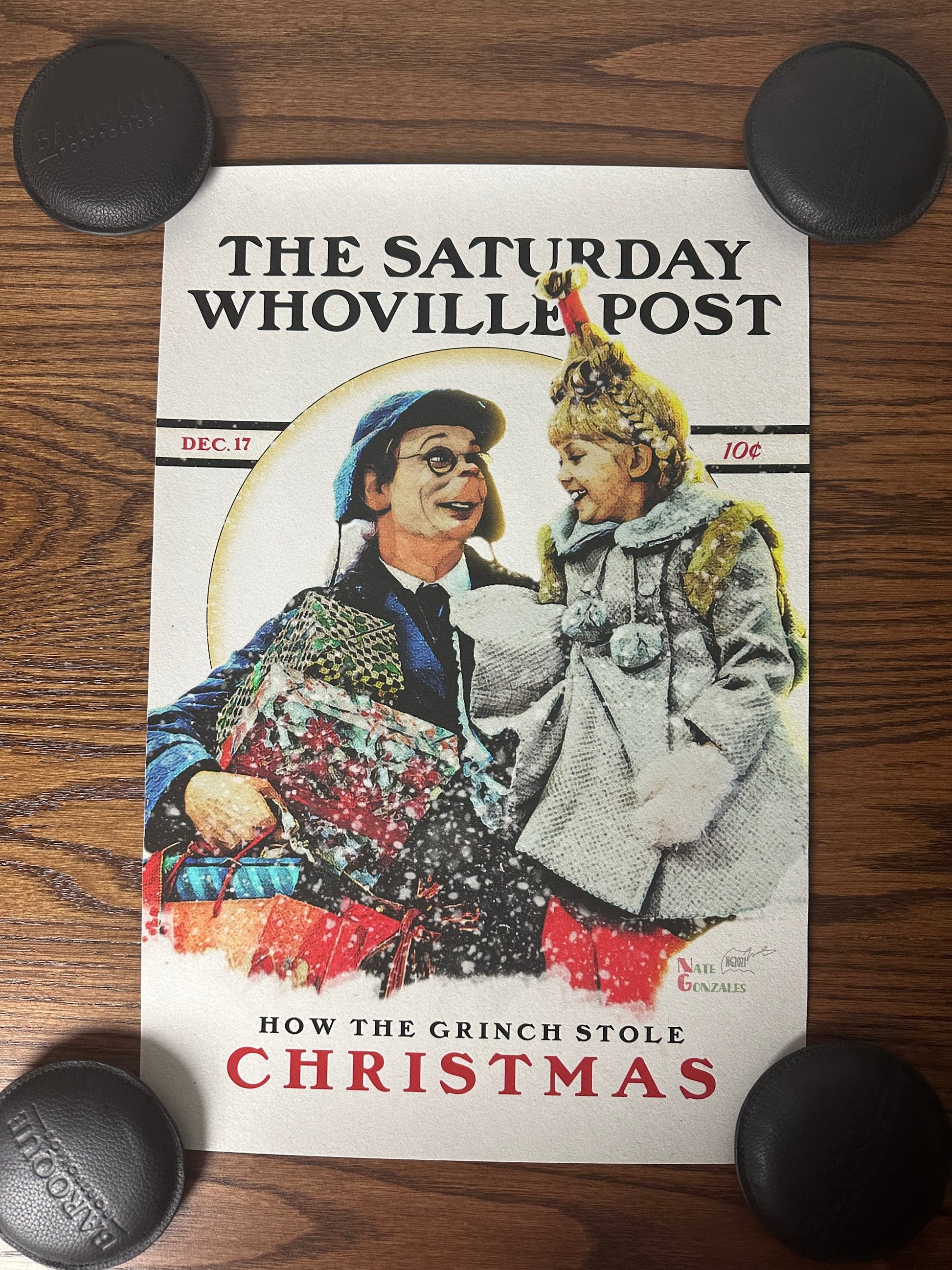 Nate Gonzales - The Saturday Whoville Post How the Grinch Stole Christmas 12x18 art print