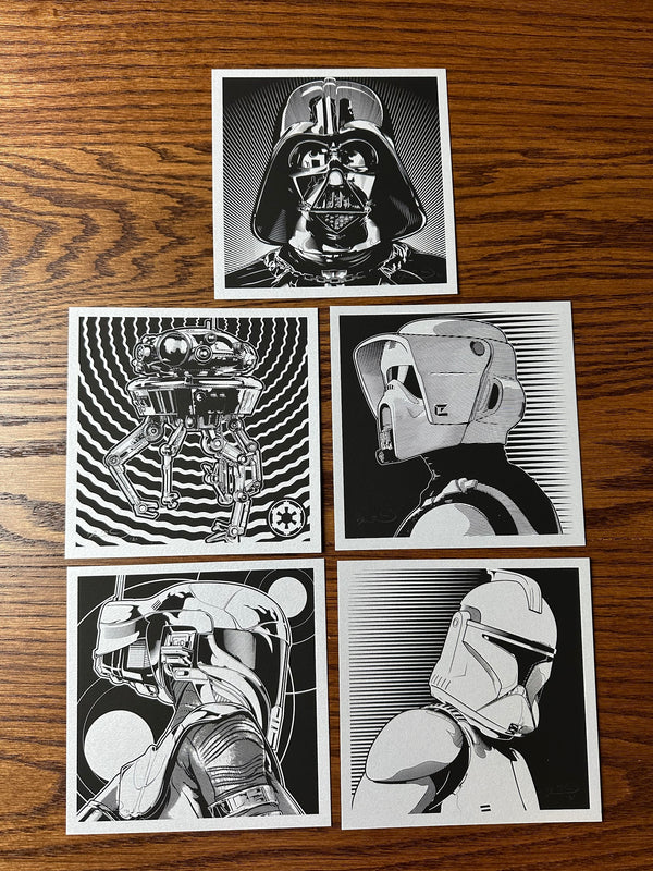 Joshua Budich - Lot of 5 Empire Jedi Mind Tricks LE Art Print - 6 x  6