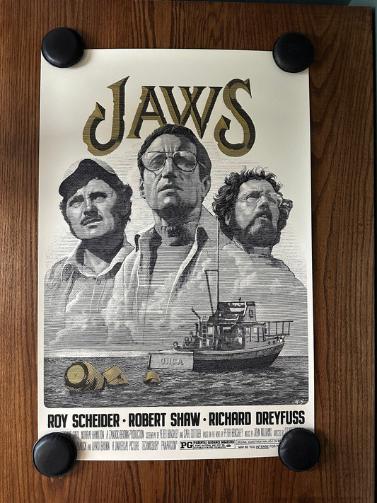 Mark Summers - Jaws Gold Variant 24x36 movie poster