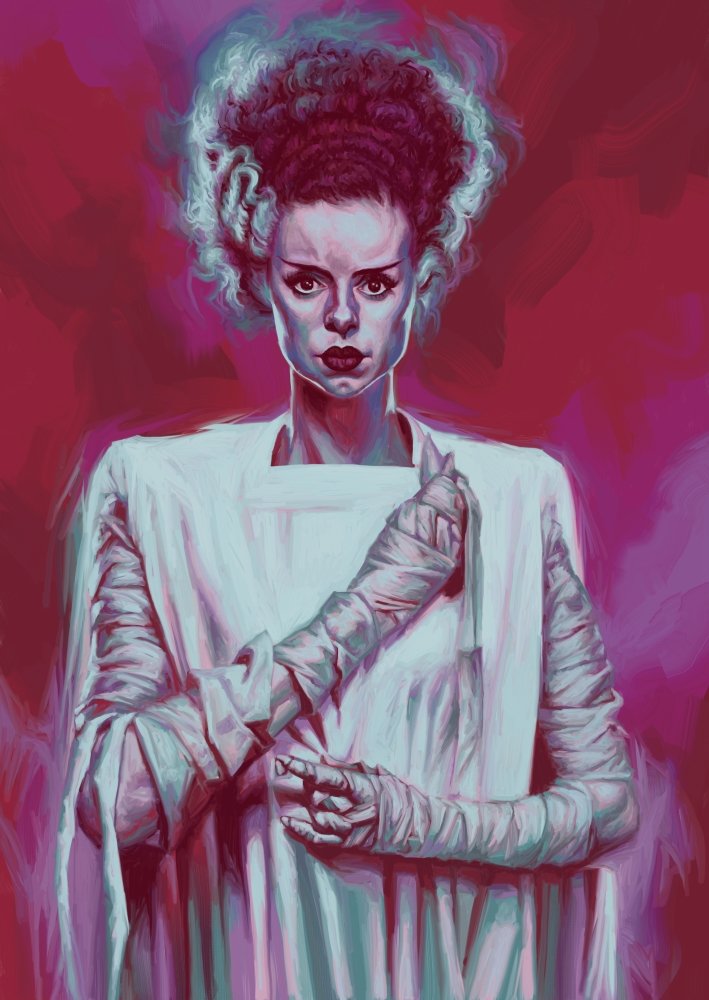 Candra Hope - The Bride of Frankenstein 11.7x16.5 art print - detail image 6