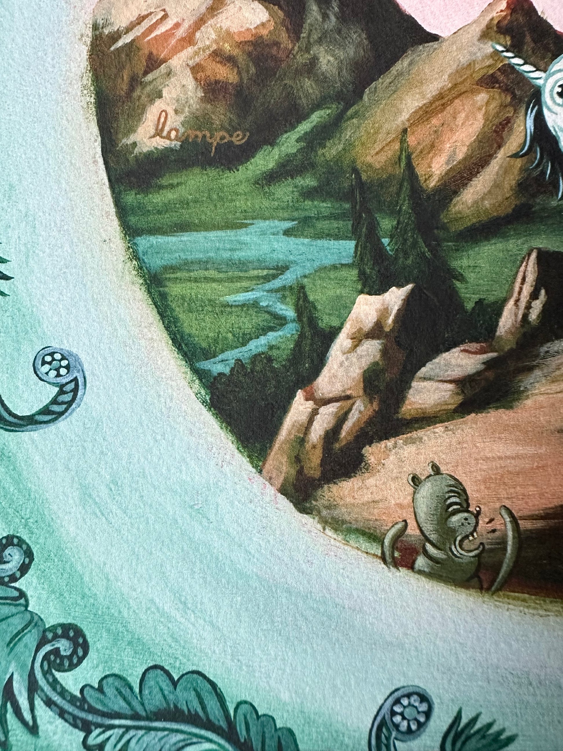 Travis Lampe - Mountaintop Scuffle 12x12 art print - detail image 5