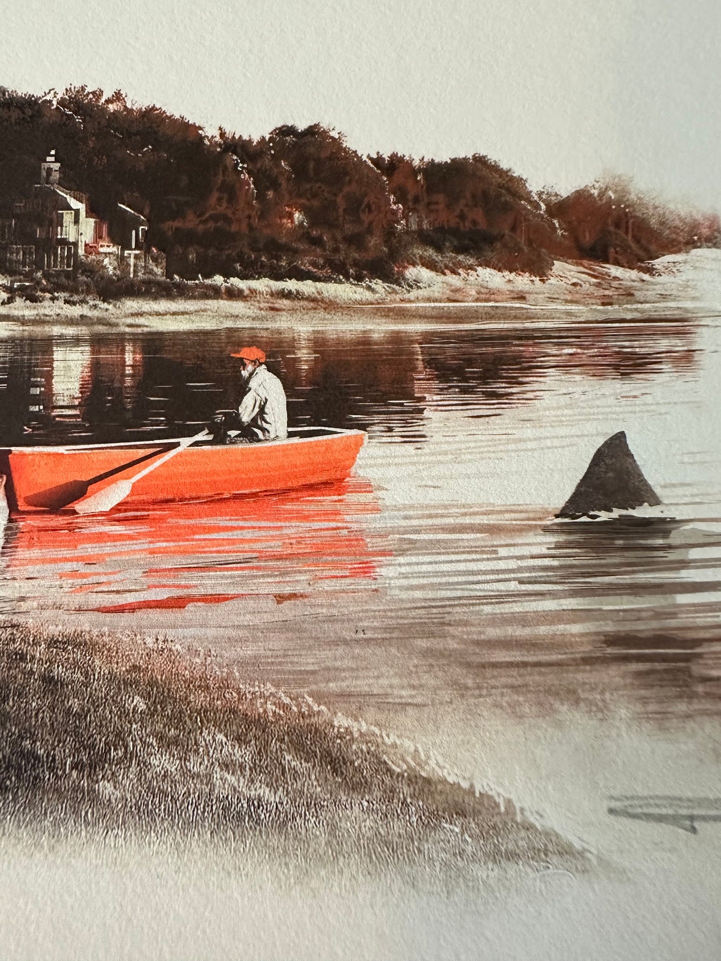 JC Richard - Jaws Amity Harbor Red Variant Handbill 5x5 art print - detail image 2