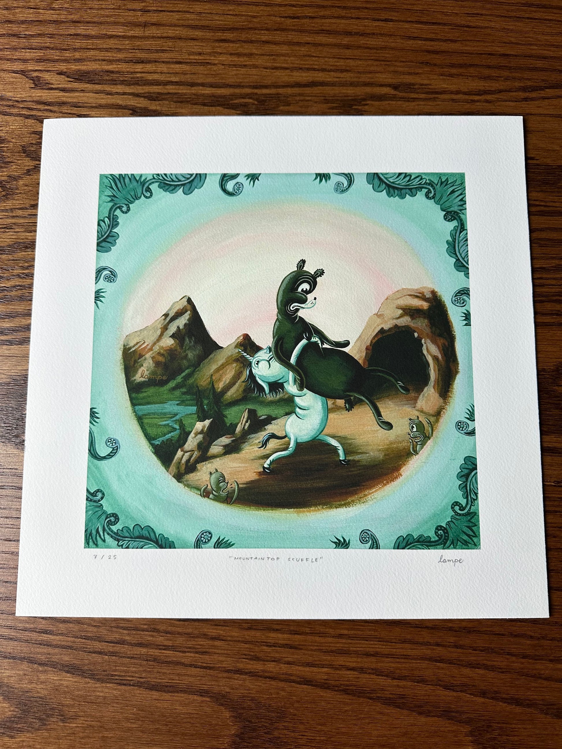 Travis Lampe - Mountaintop Scuffle 12x12 art print