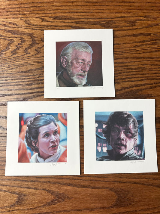Ashton Gallagher - Leia Luke and Old Ben Portrait Set 6x6 art print