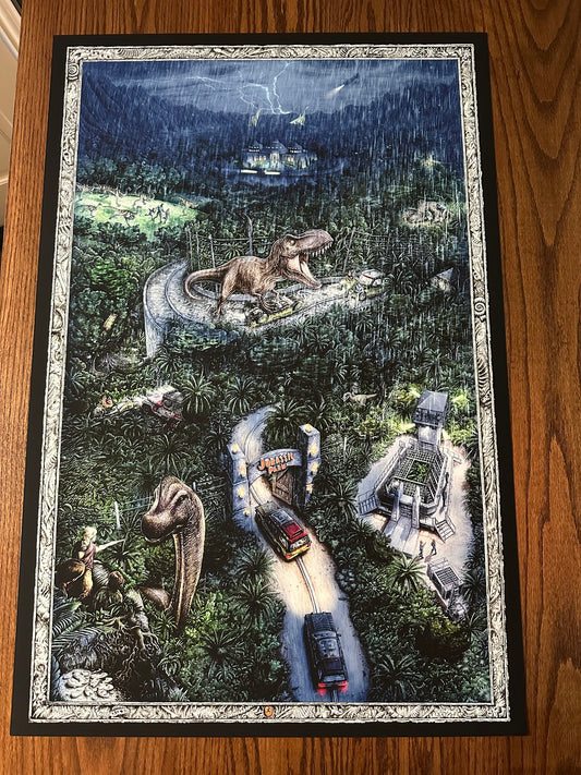 Jeff Murray - Jurassic Park Night Variant 24x36 movie poster