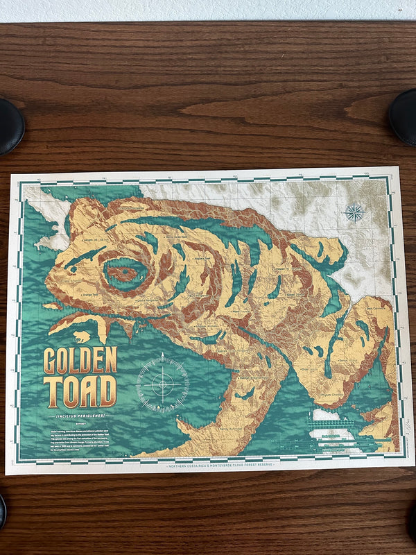 Anthony Petrie - Golden Toad Map - 18x24 - Limited Edition Poster