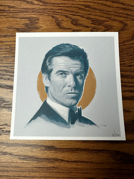 Tom Ralston - James Bond 007 Pierce Brosnan Portrait 6x6 art print