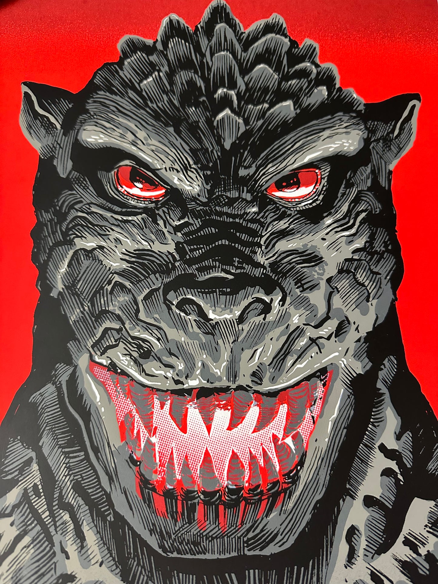 Tim Doyle - Godzilla 1954 Portrait 12x16 art print - detail image 2