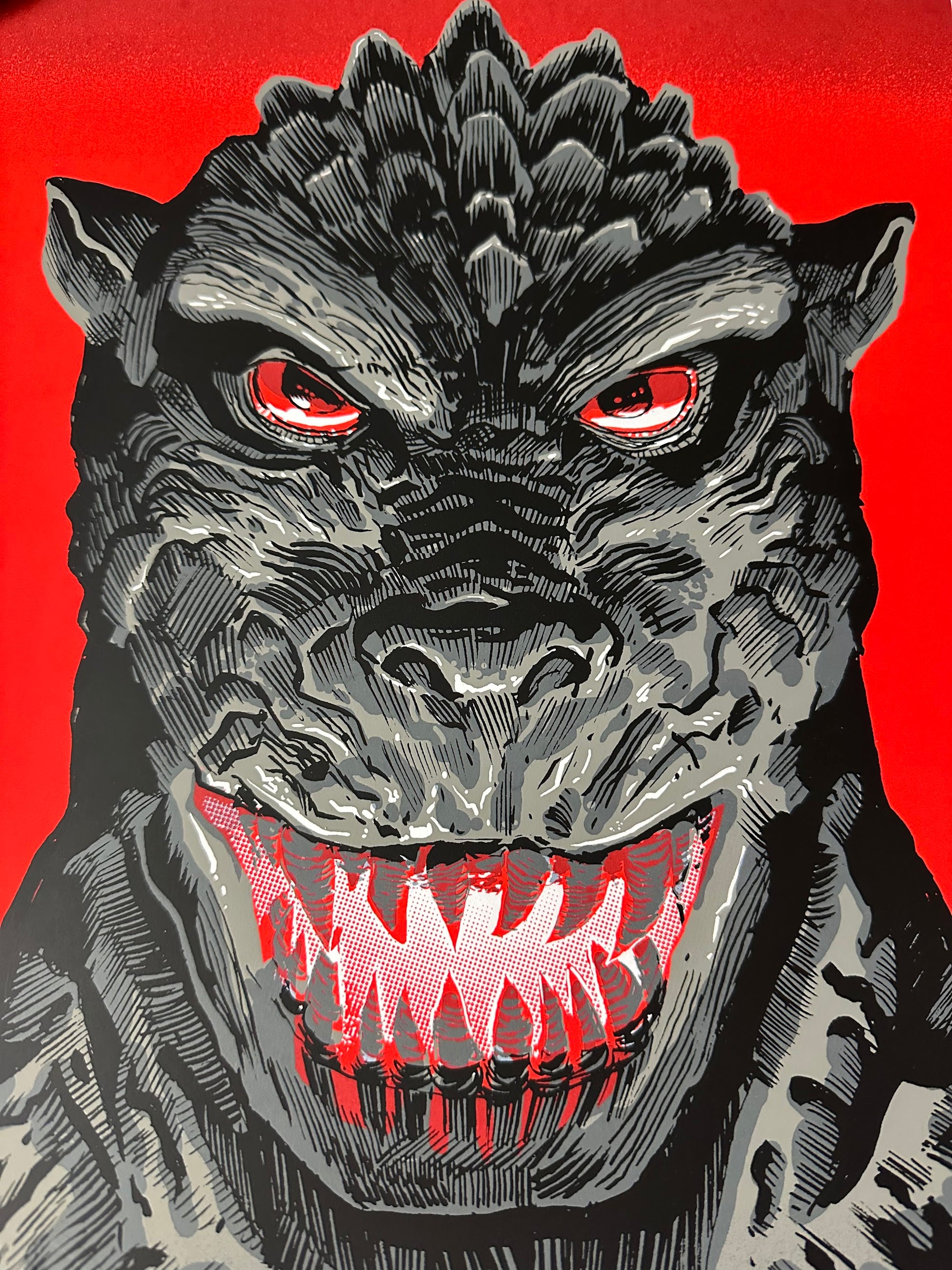 Tim Doyle - Godzilla 1954 Portrait 12x16 art print - detail image 2