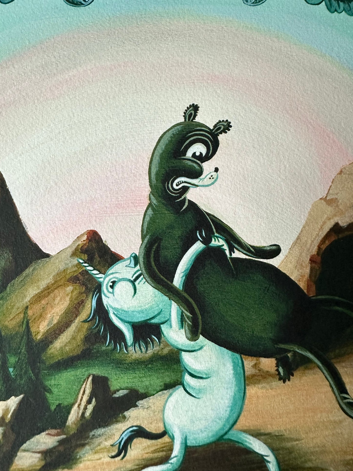 Travis Lampe - Mountaintop Scuffle 12x12 art print - detail image 7