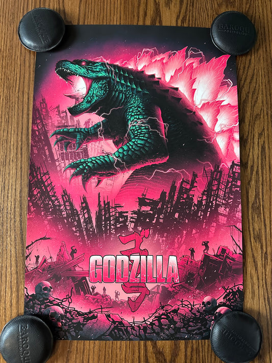 Sam Mayle - Godzilla Pink Variant 24x36 movie poster